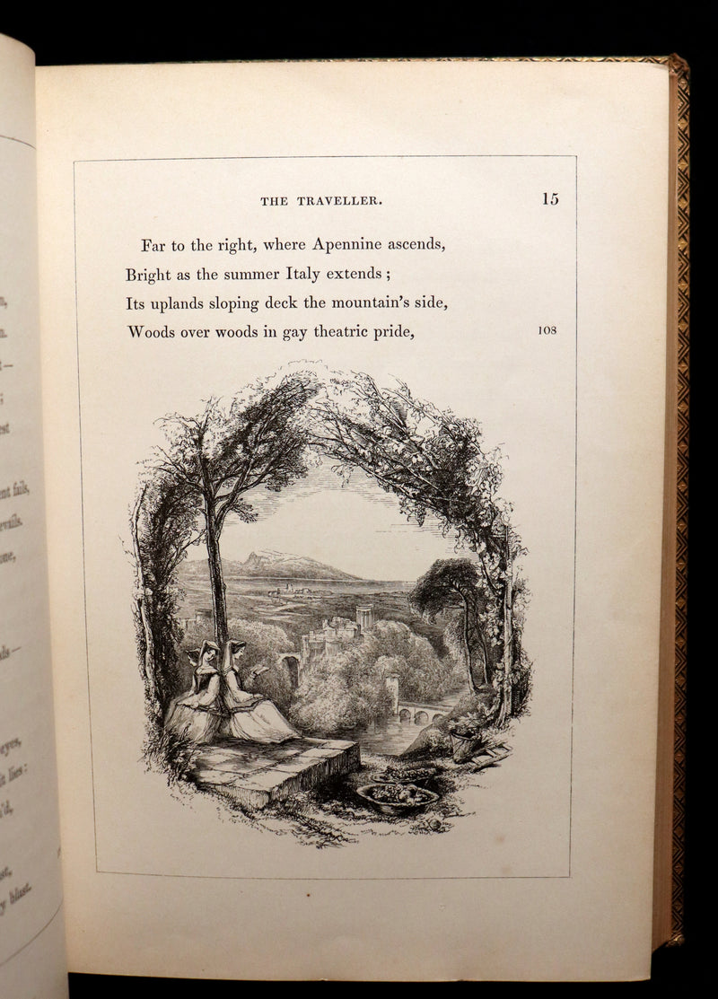1846 Rare Book - The Poetical Works of Oliver Goldsmith illustrated. Including The Deserted Village.
