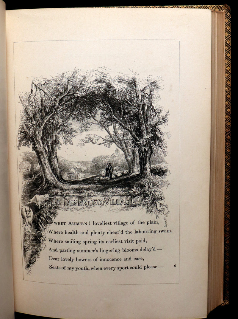 1846 Rare Book - The Poetical Works of Oliver Goldsmith illustrated. Including The Deserted Village.
