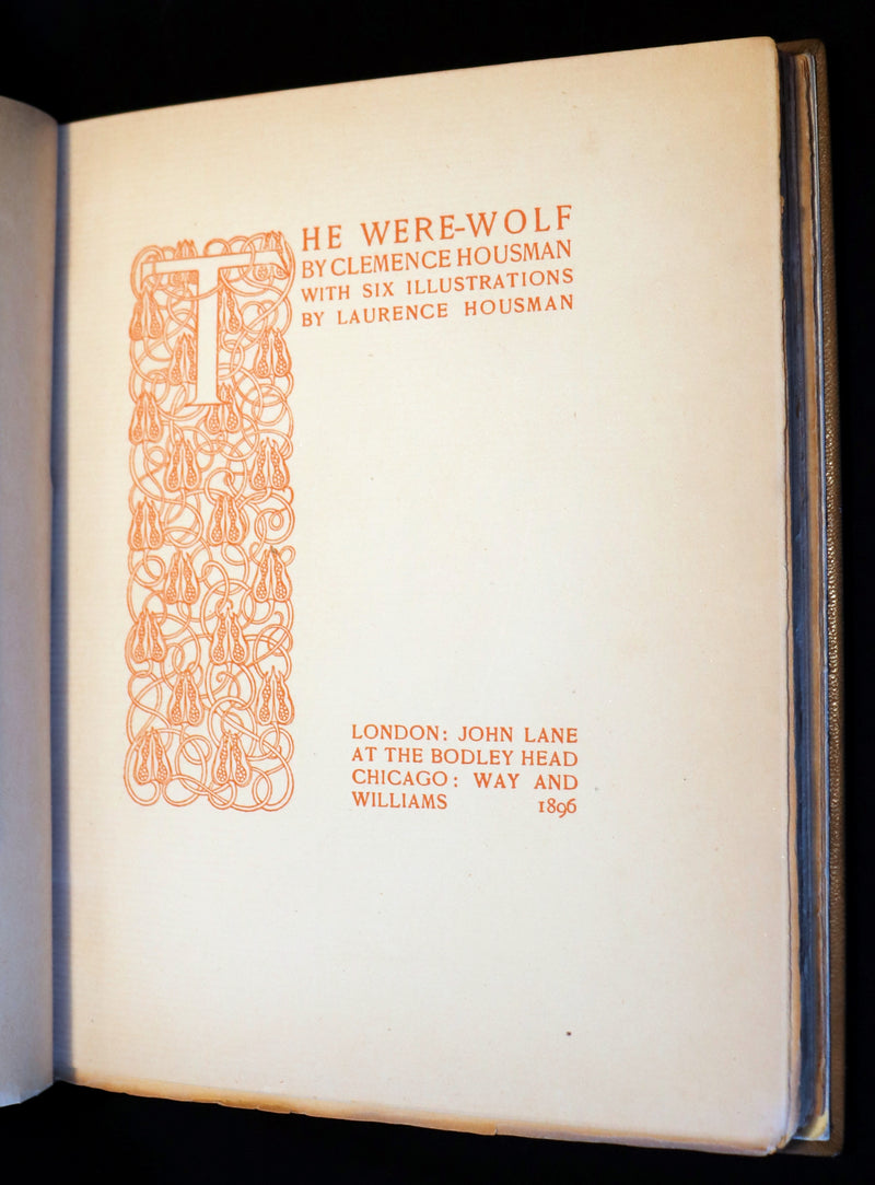 1896 Rare 1stED Book on Werewolves - THE WERE-WOLF written by Clemence Housman & Illustrated by Laurence Houseman.