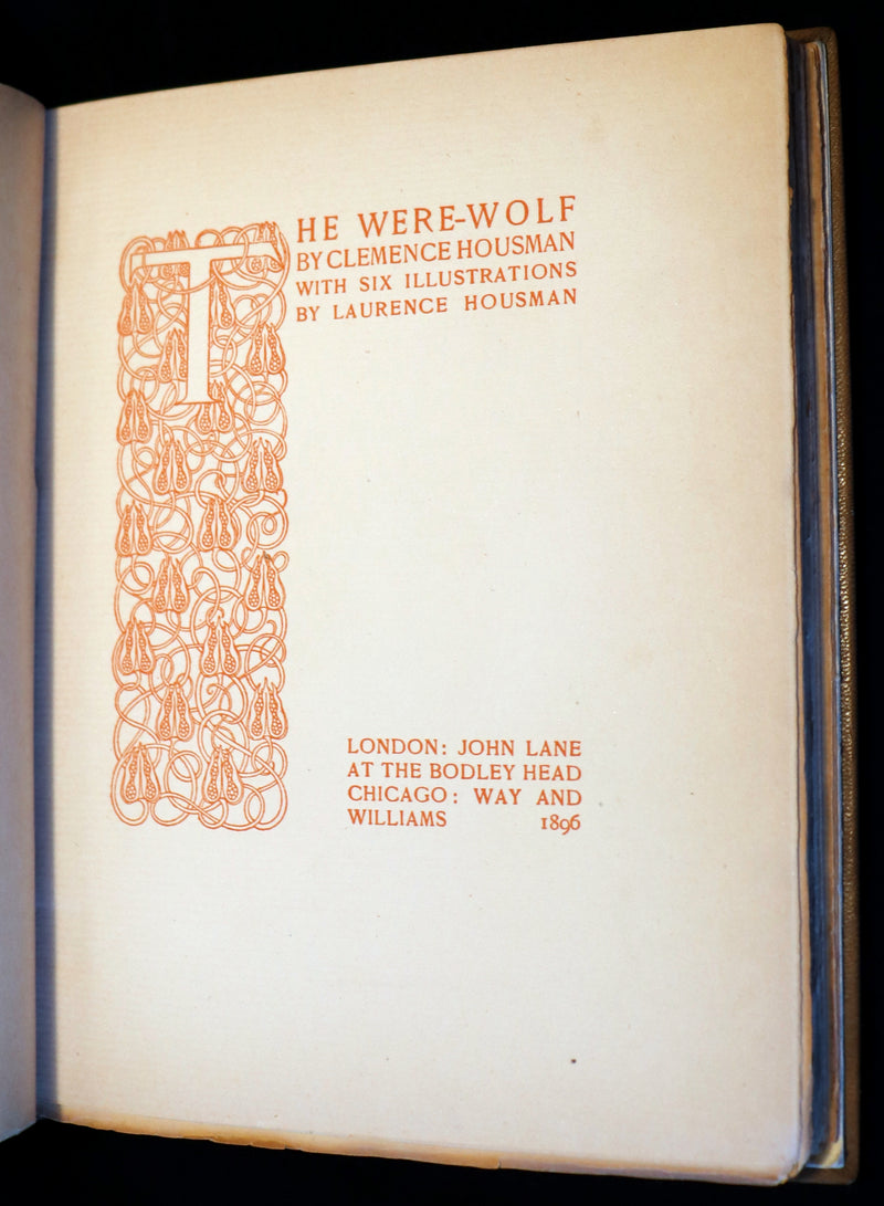 1896 Rare 1stED Book on Werewolves - THE WERE-WOLF written by Clemence Housman & Illustrated by Laurence Houseman.