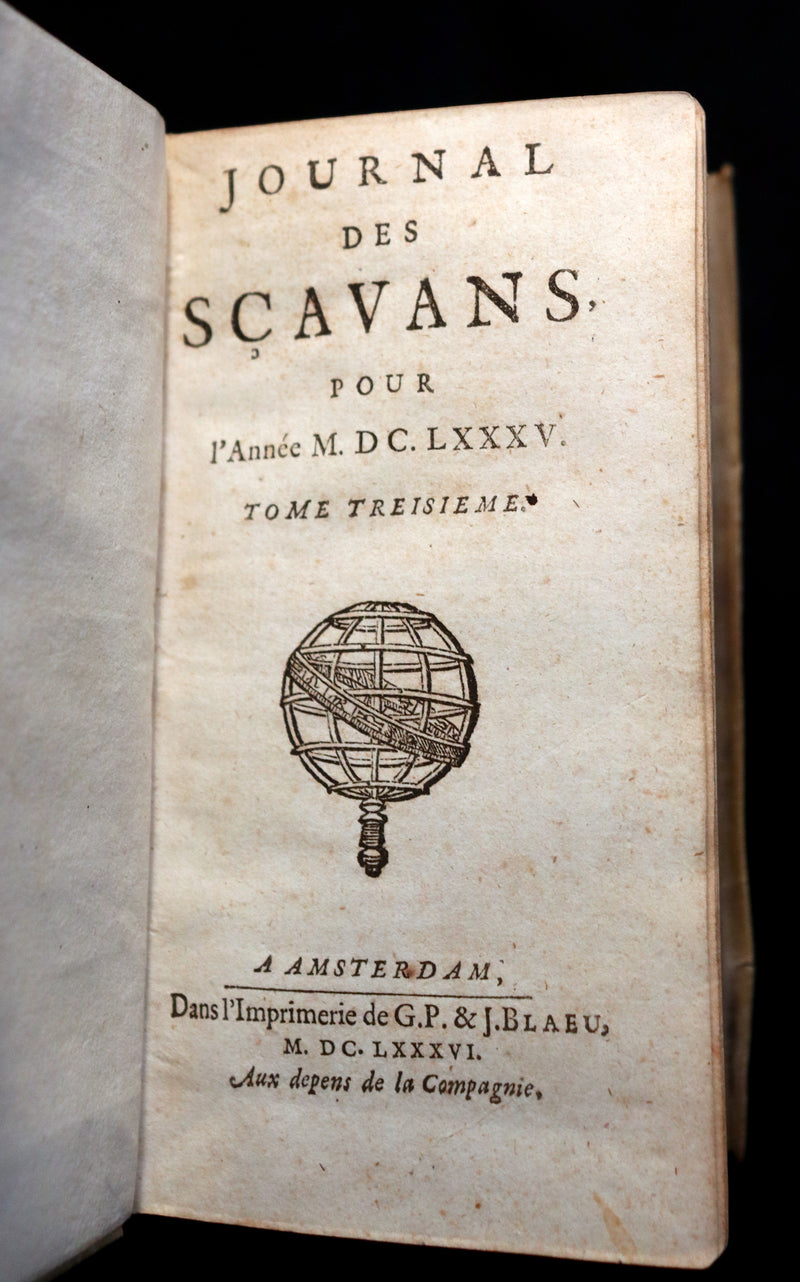 1686 Scarce French Book - Scientists' Journal for year 1685 - Lunar Eclipse & various subjects
