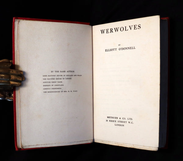1912 Scarce 1st Edition Book on Werewolves - WERWOLVES by Elliott O'Donnell - How to become a WEREWOLF.