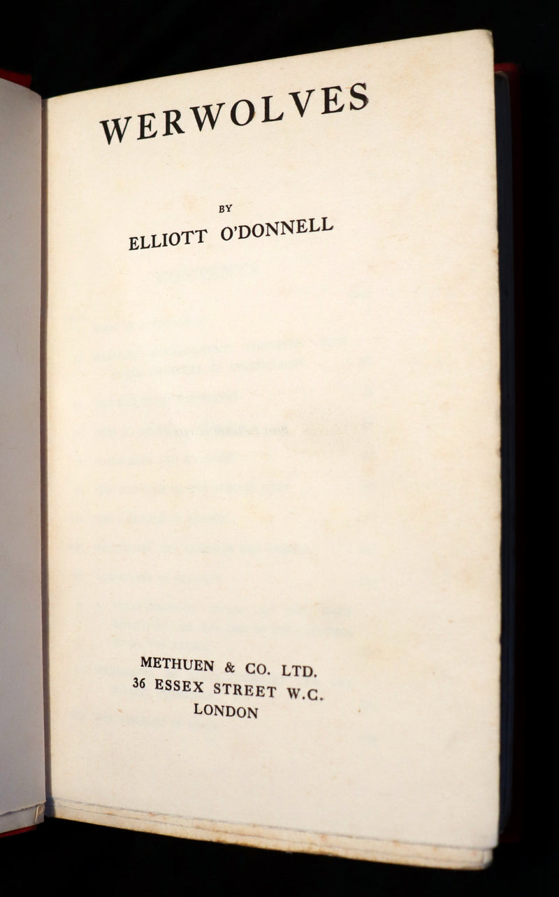 1912 Scarce 1st Edition Book on Werewolves - WERWOLVES by Elliott O'Donnell - How to become a WEREWOLF.