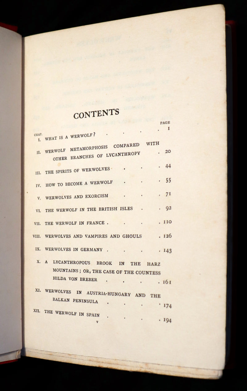 1912 Scarce 1st Edition Book on Werewolves - WERWOLVES by Elliott O'Donnell - How to become a WEREWOLF.