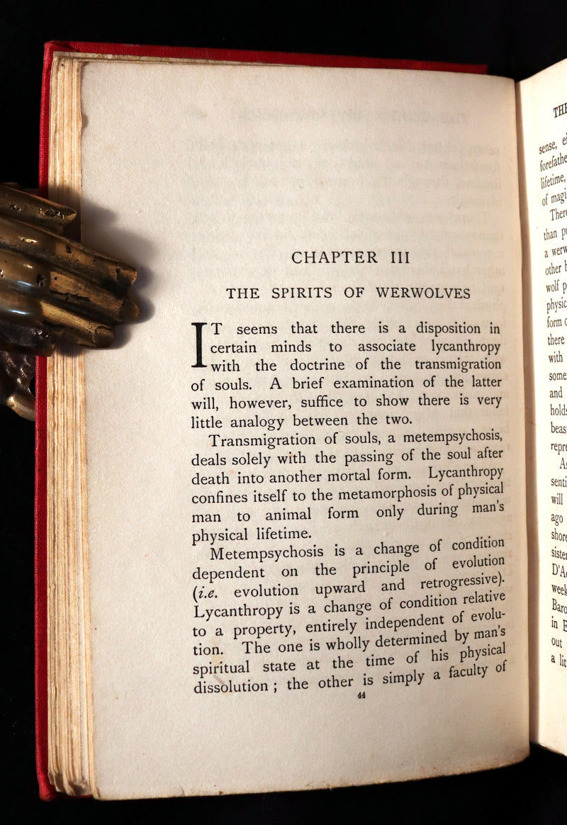 1912 Scarce 1st Edition Book on Werewolves - WERWOLVES by Elliott O'Donnell - How to become a WEREWOLF.