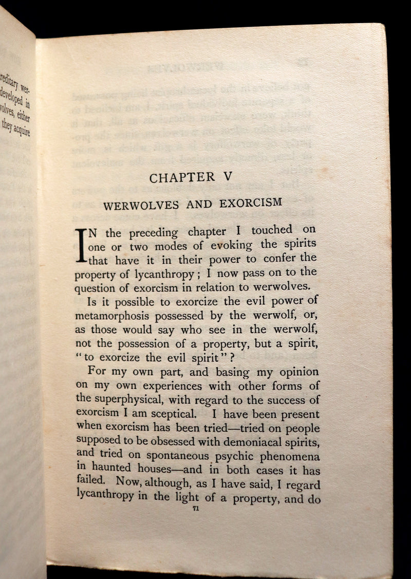 1912 Scarce 1st Edition Book on Werewolves - WERWOLVES by Elliott O'Donnell - How to become a WEREWOLF.