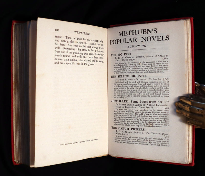 1912 Scarce 1st Edition Book on Werewolves - WERWOLVES by Elliott O'Donnell - How to become a WEREWOLF.