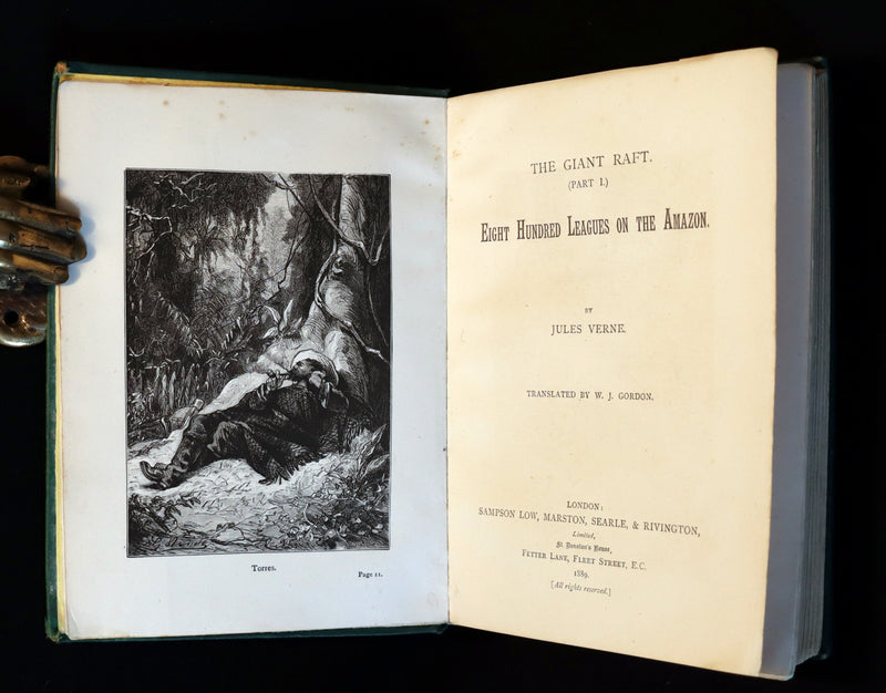1889 Scarce Edition - Jules Verne - The Giant Raft: Eight Hundred Leagues on The Amazon