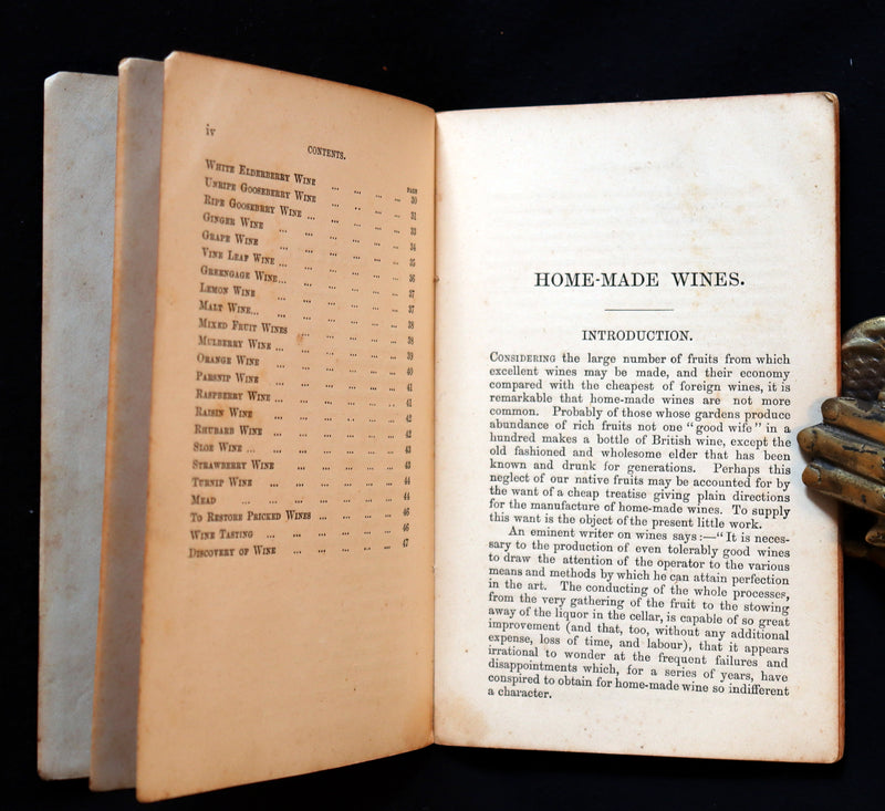 1870 Scarce Book ~ Home-Made WINES: How to Make and Keep Them By G. Vine. 1stED.