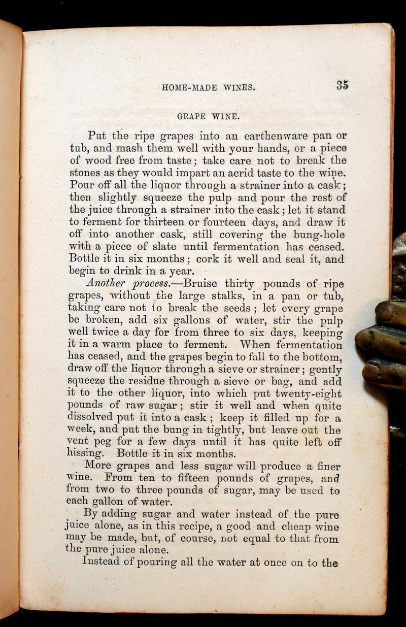 1870 Scarce Book ~ Home-Made WINES: How to Make and Keep Them By G. Vine. 1stED.
