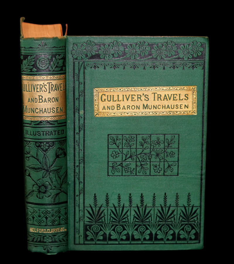 1885 Rare Victorian Book - Gulliver's Travels Into Several Remote Nations of the World & Baron Munchausen Illustrated.