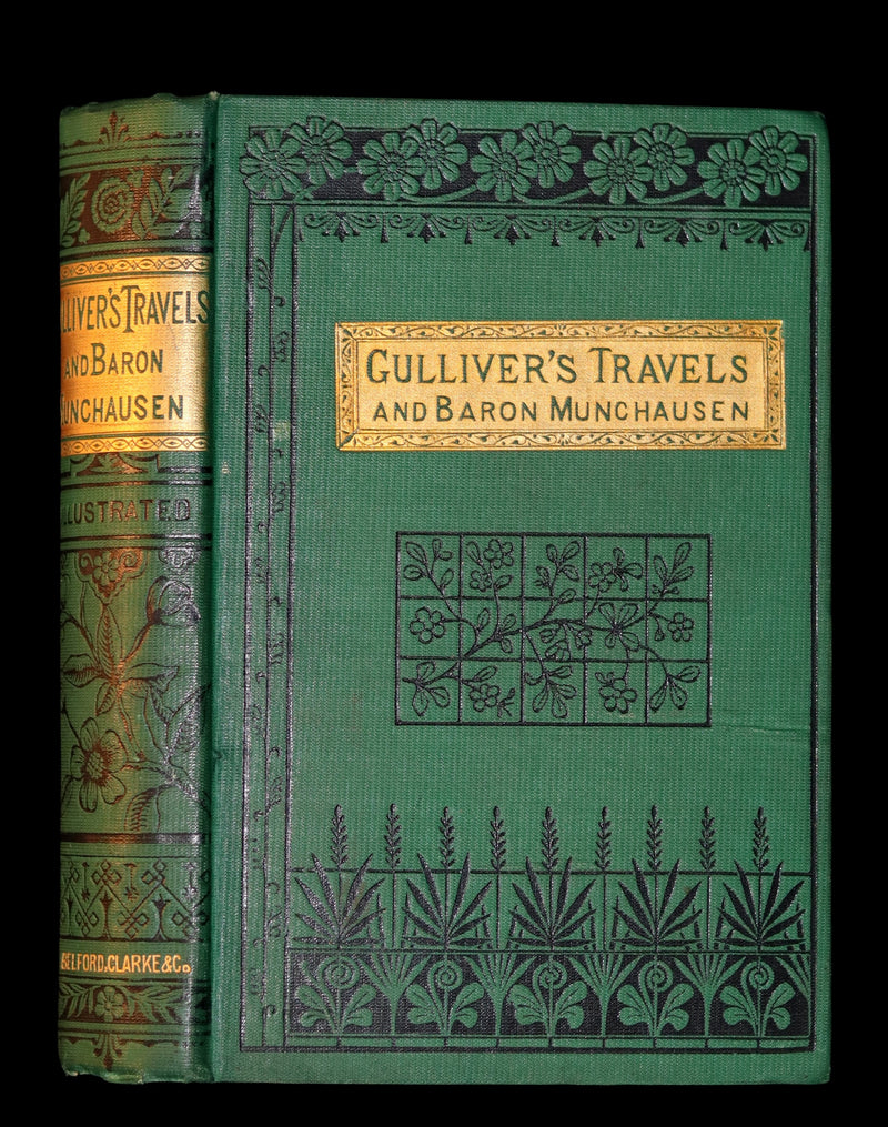 1885 Rare Victorian Book - Gulliver's Travels Into Several Remote Nations of the World & Baron Munchausen Illustrated.
