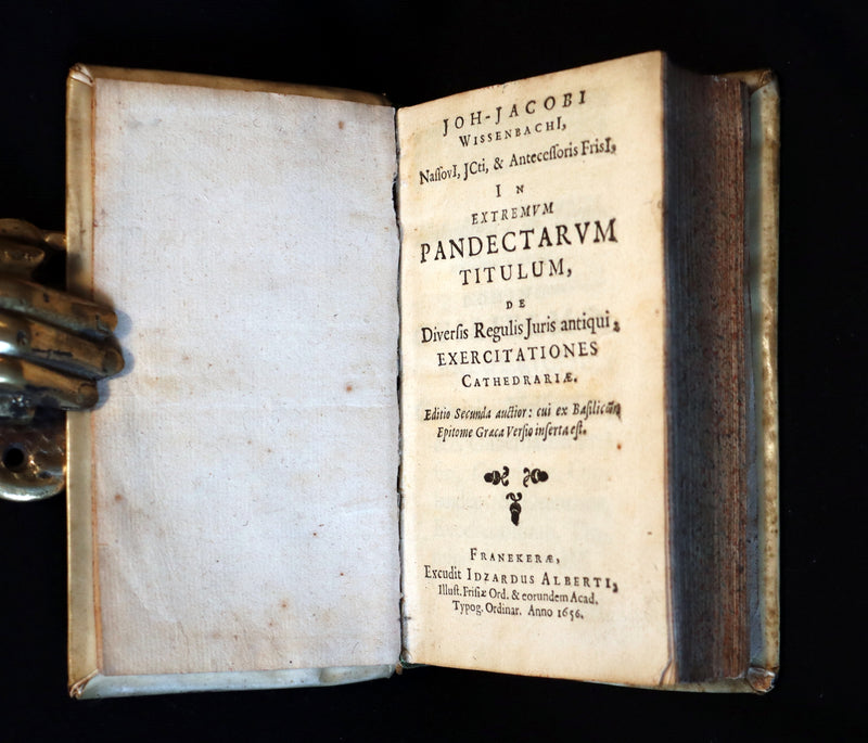 1656 Rare Latin vellum Book on Roman Law - In Extremum Pandectarum Titulum by Johann Jacob Wissenbach.