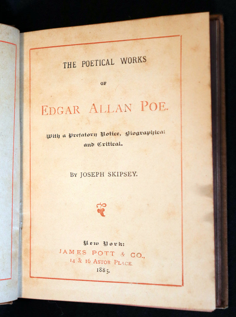 1885 Scarce Victorian Book - The Poetical Works of EDGAR ALLAN POE with the Masque of the Red Death.