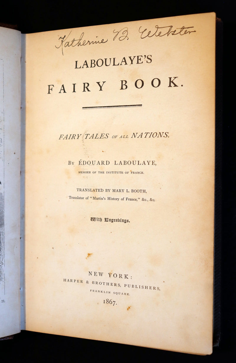 1867 Scarce Book - FAIRY Book by Edouard Laboulaye - illustrated. FIRST EDITION.