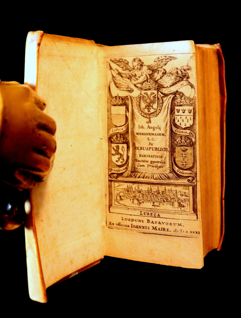 1631 Rare vellum Latin Book - Historical Foundations of the Hanseatic Republics by Johann Angelius (von) Werdenhagen.