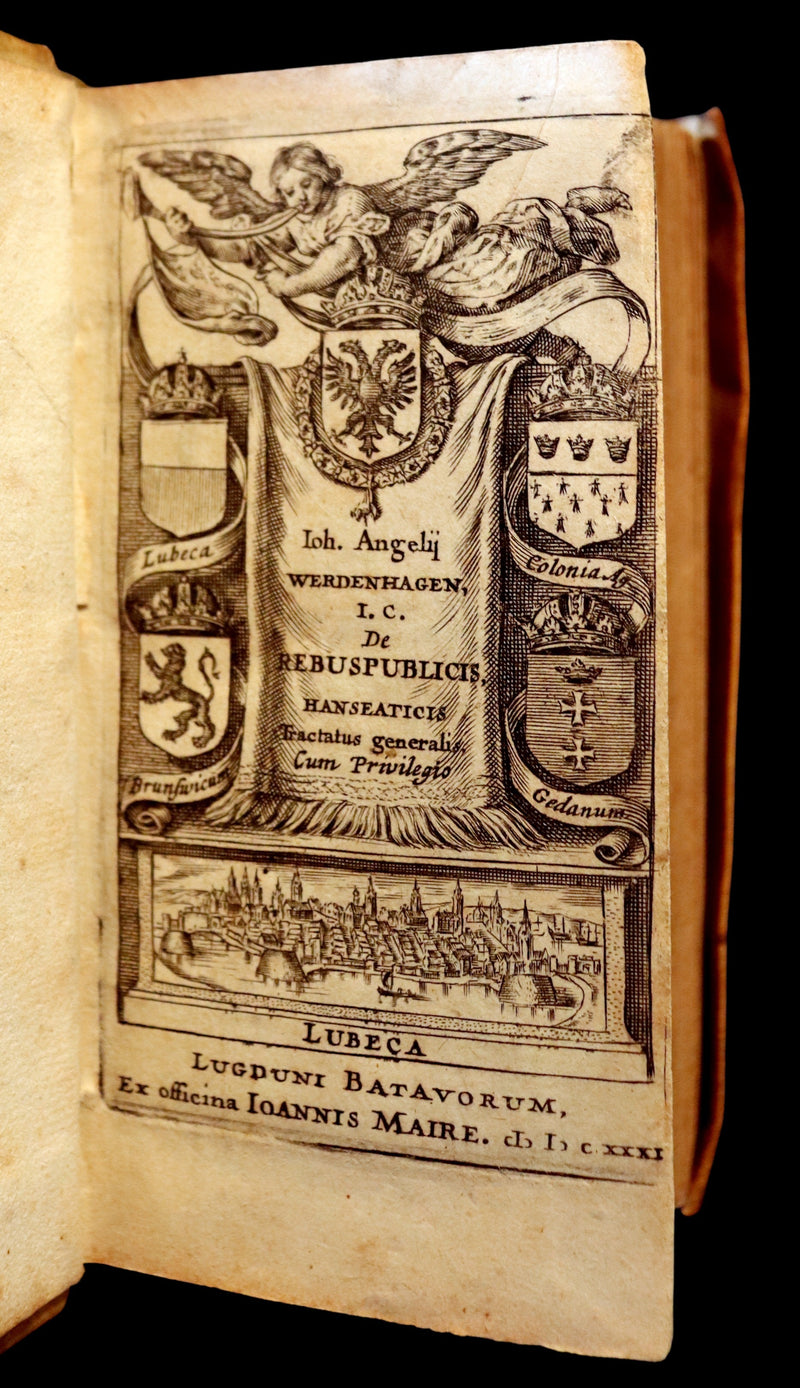 1631 Rare vellum Latin Book - Historical Foundations of the Hanseatic Republics by Johann Angelius (von) Werdenhagen.