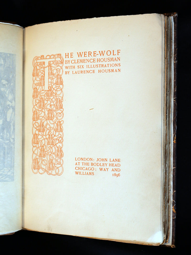 1896 Rare Book on Werewolves - THE WERE-WOLF written by Clemence Housman. First Edition.