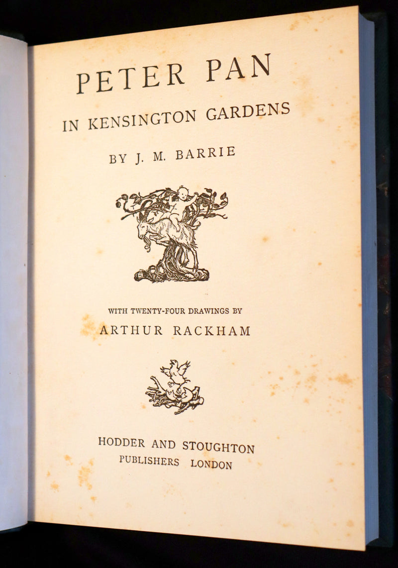 1910 Rare Book - PETER PAN in Kensington Garden illustrated by Arthur Rackham.