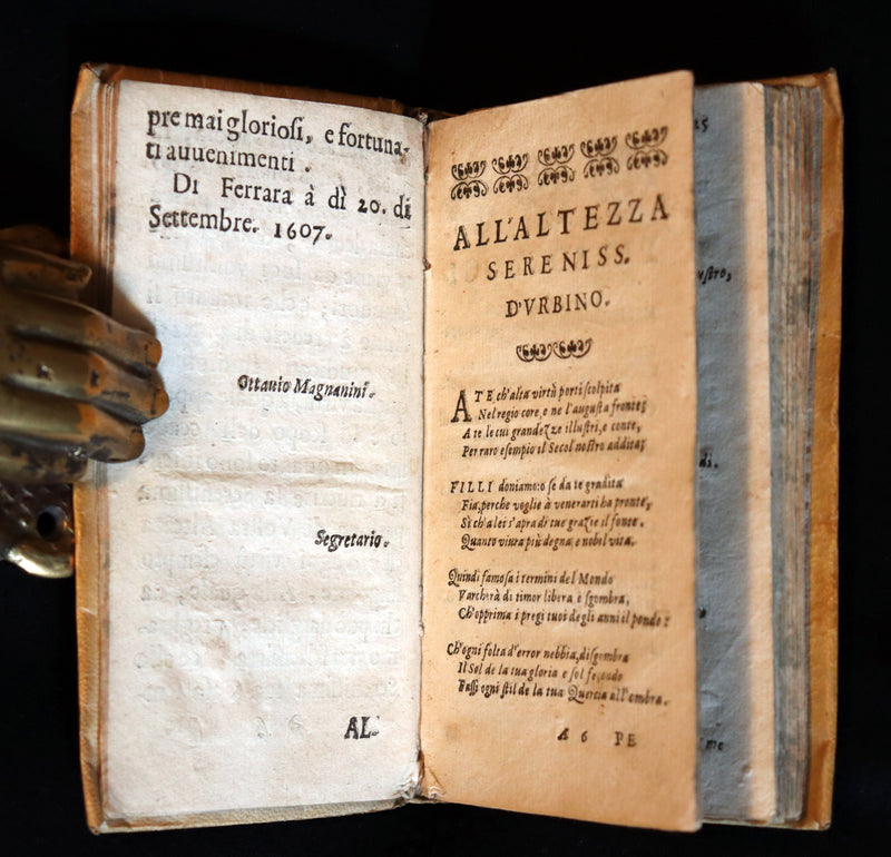 1623 Scarce Italian vellum Book ~ Phyllis of Scyros ~ Filli di Sciro favola pastorale Del Conte Guidobaldo de Bonarelli.