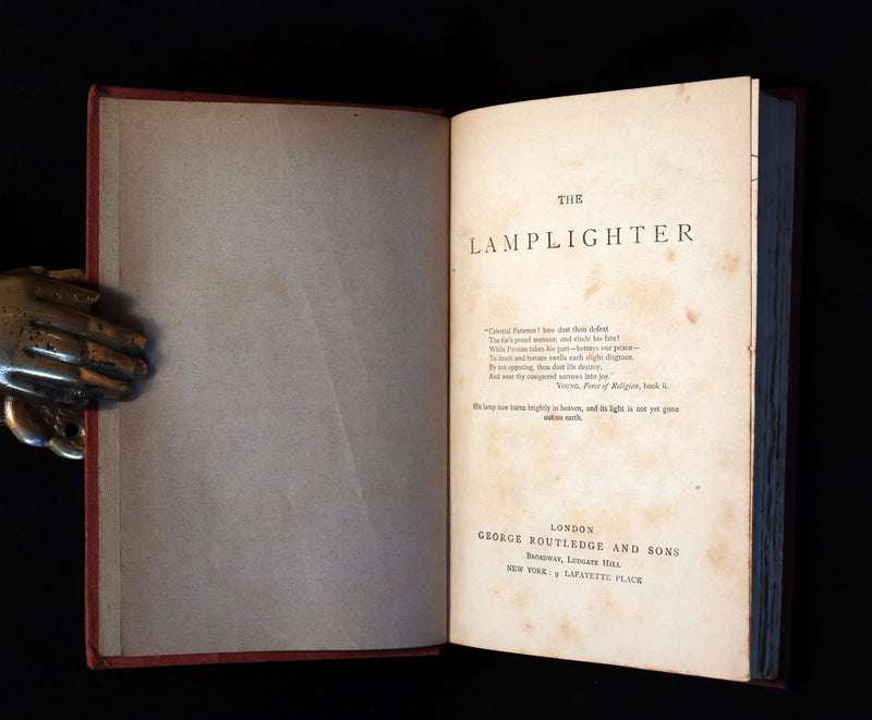 1880 Rare Victorian Book - The LAMPLIGHTER by Maria Susanna Cummins.