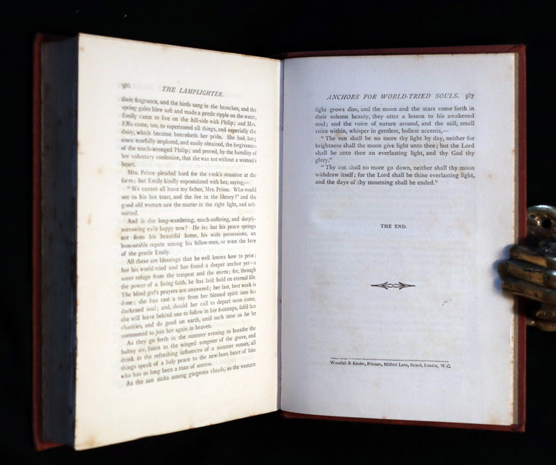 1880 Rare Victorian Book - The LAMPLIGHTER by Maria Susanna Cummins.