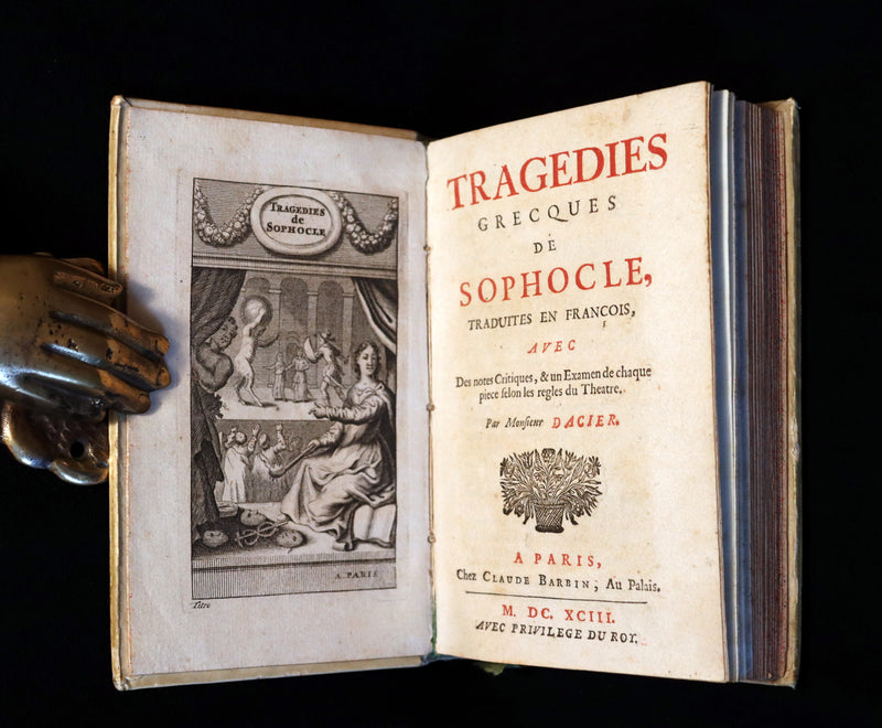 1693 Rare French vellum Book - Sophocles' Tragedies - Oedipe & Electre (Oedipus & Electra).