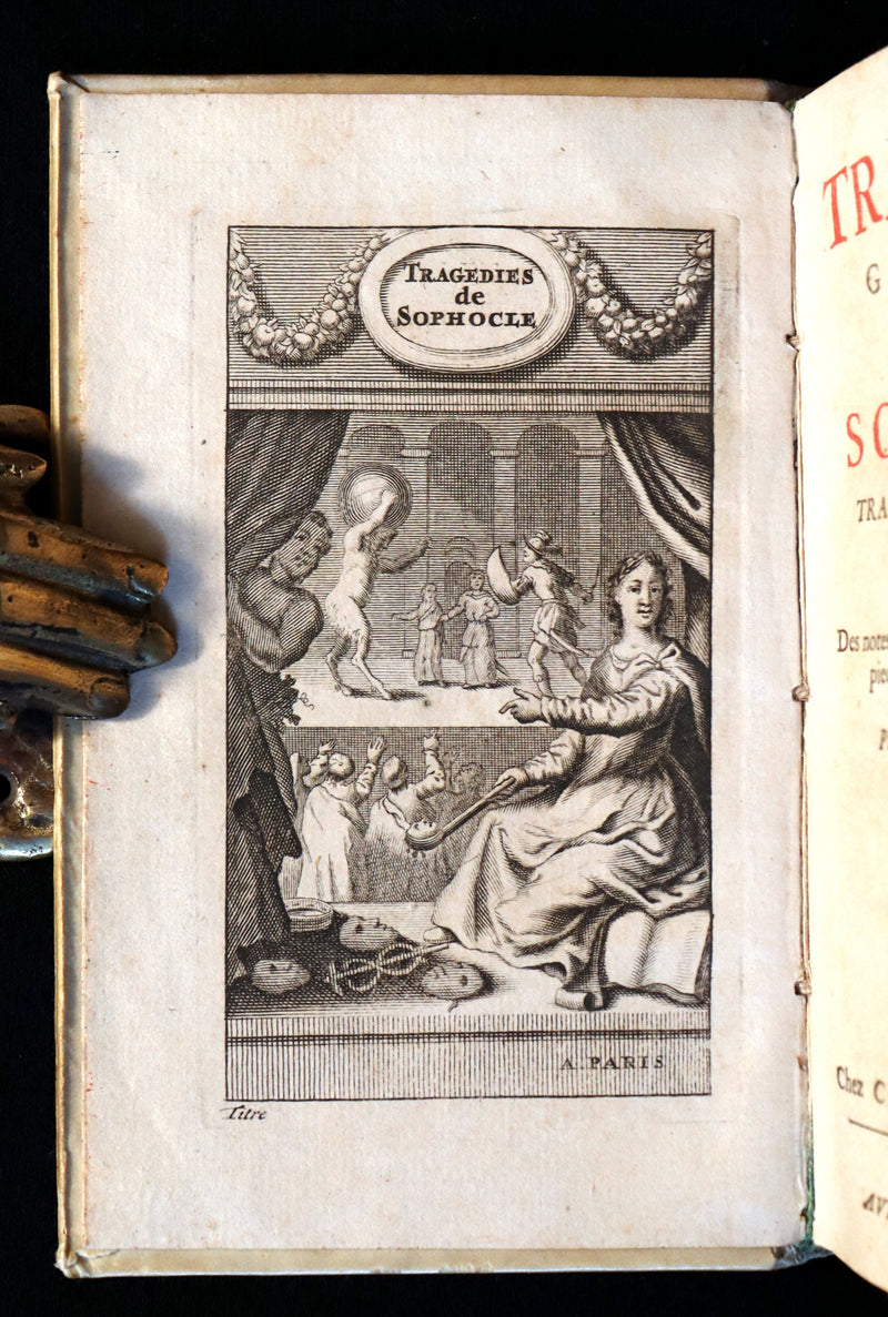 1693 Rare French vellum Book - Sophocles' Tragedies - Oedipe & Electre (Oedipus & Electra).