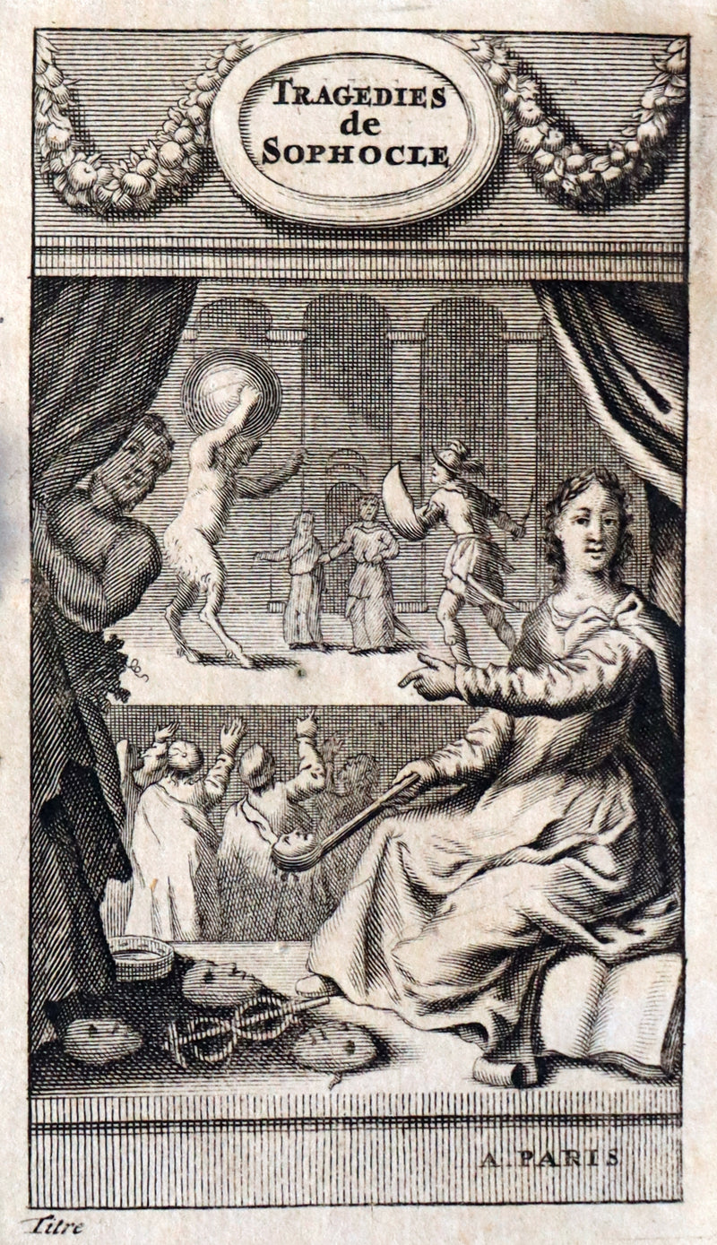 1693 Rare French vellum Book - Sophocles' Tragedies - Oedipe & Electre (Oedipus & Electra).