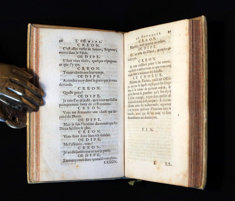 1693 Rare French vellum Book - Sophocles' Tragedies - Oedipe & Electre (Oedipus & Electra).
