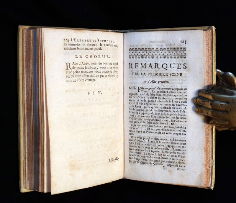 1693 Rare French vellum Book - Sophocles' Tragedies - Oedipe & Electre (Oedipus & Electra).