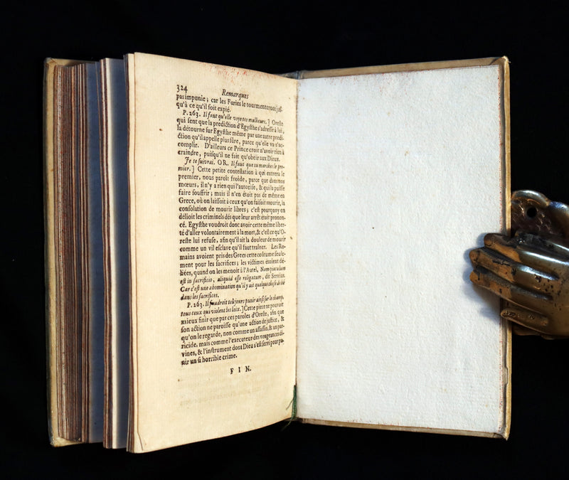 1693 Rare French vellum Book - Sophocles' Tragedies - Oedipe & Electre (Oedipus & Electra).