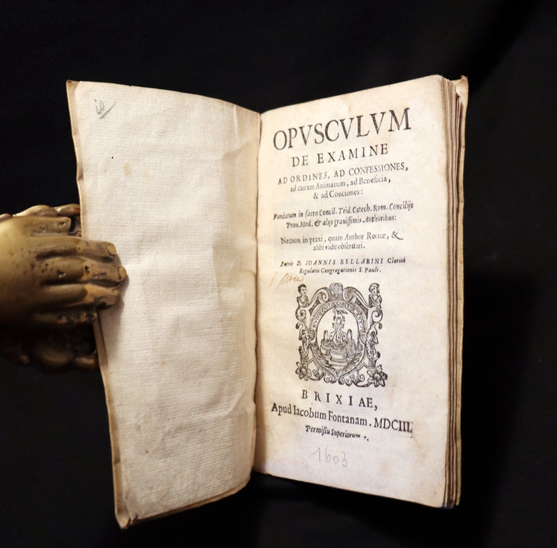 1603 Scarce Latin Vellum Book - Short Work to take care of SOULS by Giovanni Bellarini.