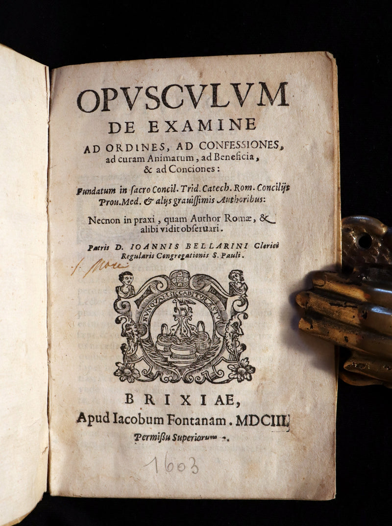 1603 Scarce Latin Vellum Book - Short Work to take care of SOULS by Giovanni Bellarini.