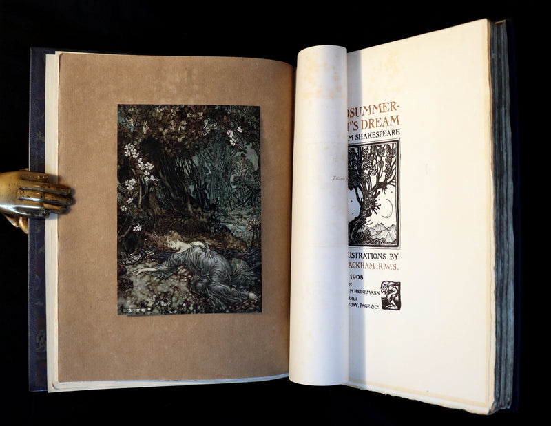 1908 Rare Limited Book Signed by Rackham - Shakespeare's Midsummer Night's Dream in a beautiful binding.