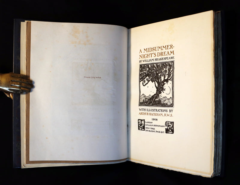 1908 Rare Limited Book Signed by Rackham - Shakespeare's Midsummer Night's Dream in a beautiful binding.