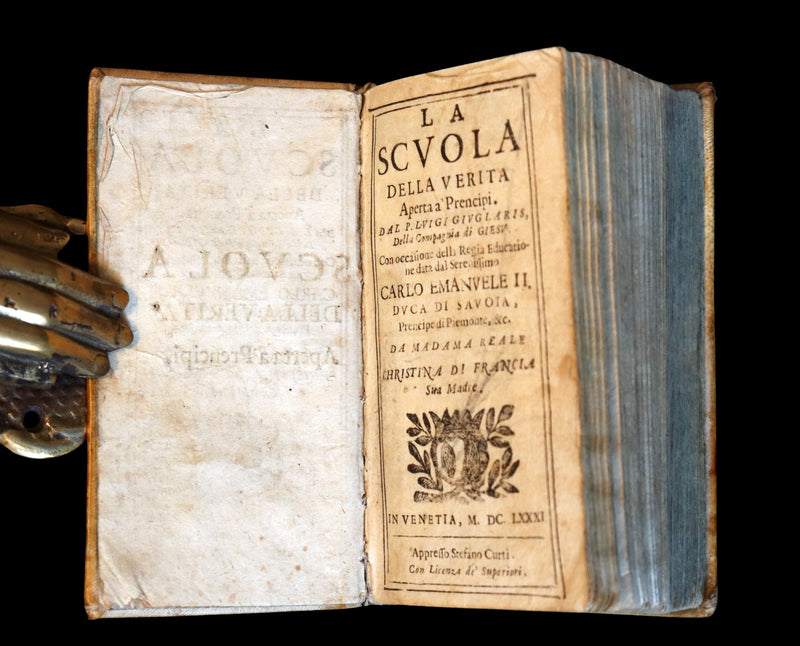 1681 Rare Italian Vellum Book - The School of Truth - La Scuola della Verita by Luigi Giuglaris.