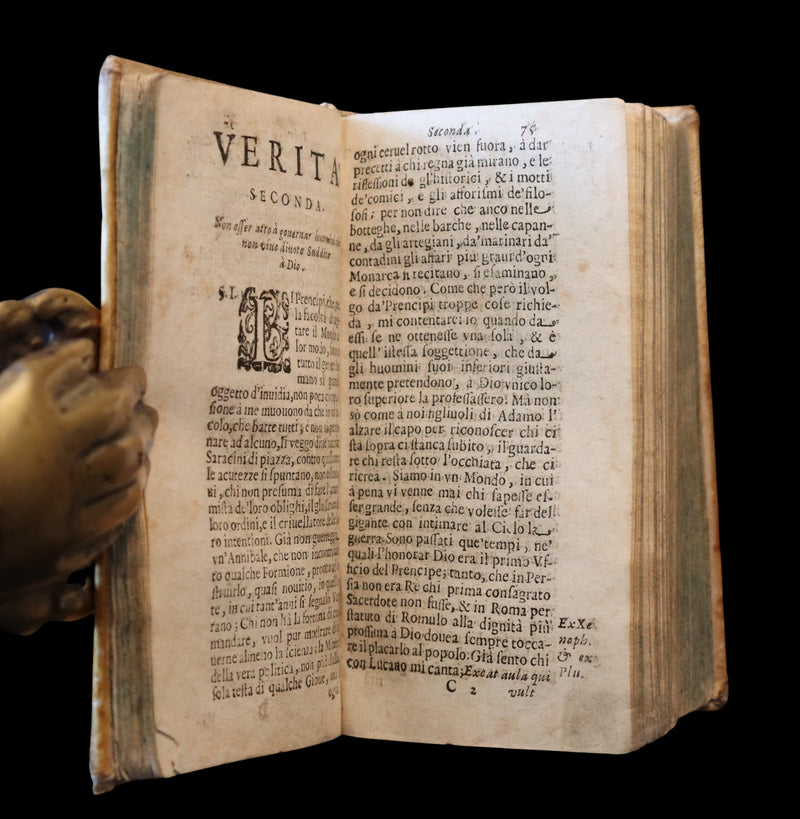 1681 Rare Italian Vellum Book - The School of Truth - La Scuola della Verita by Luigi Giuglaris.