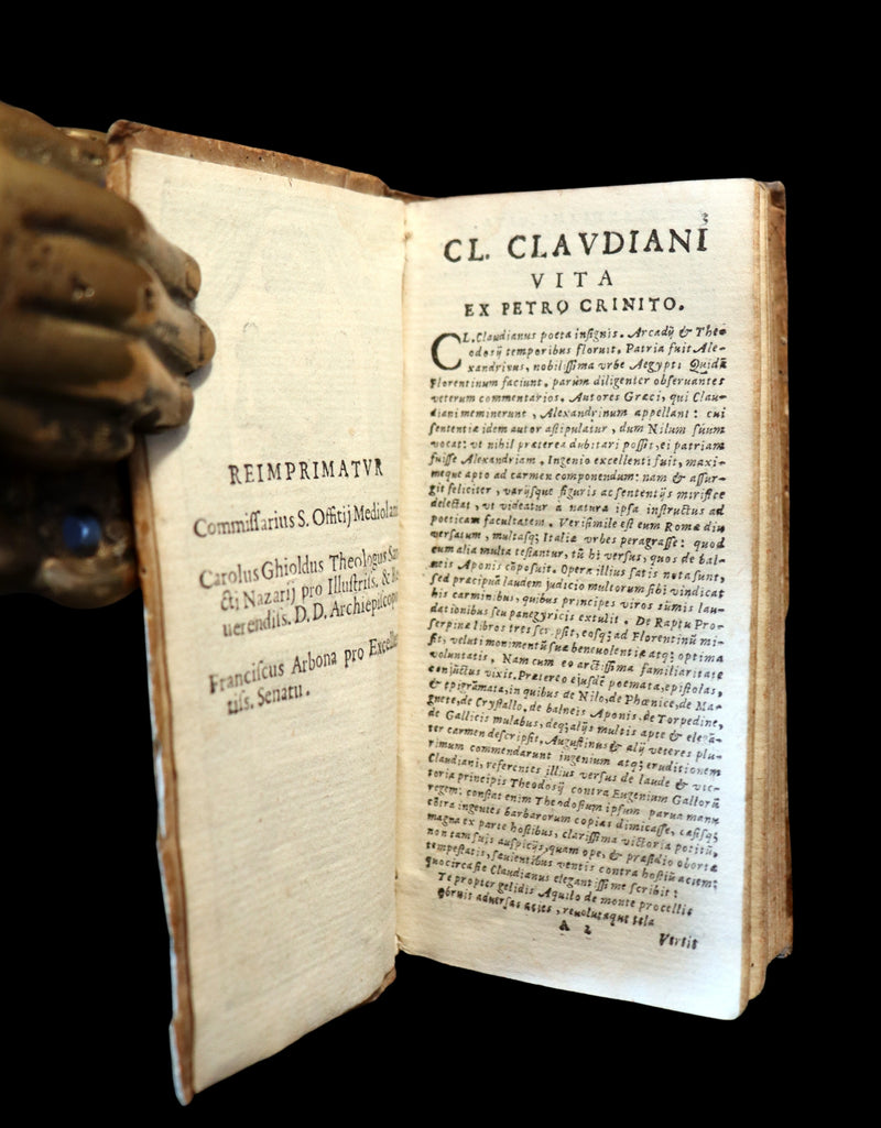 1619 Scarce Latin Vellum Book - Claudian's Latin Poetry of late antiquity - Cl. Claudianus Ex Optimorum Codicum Fide.