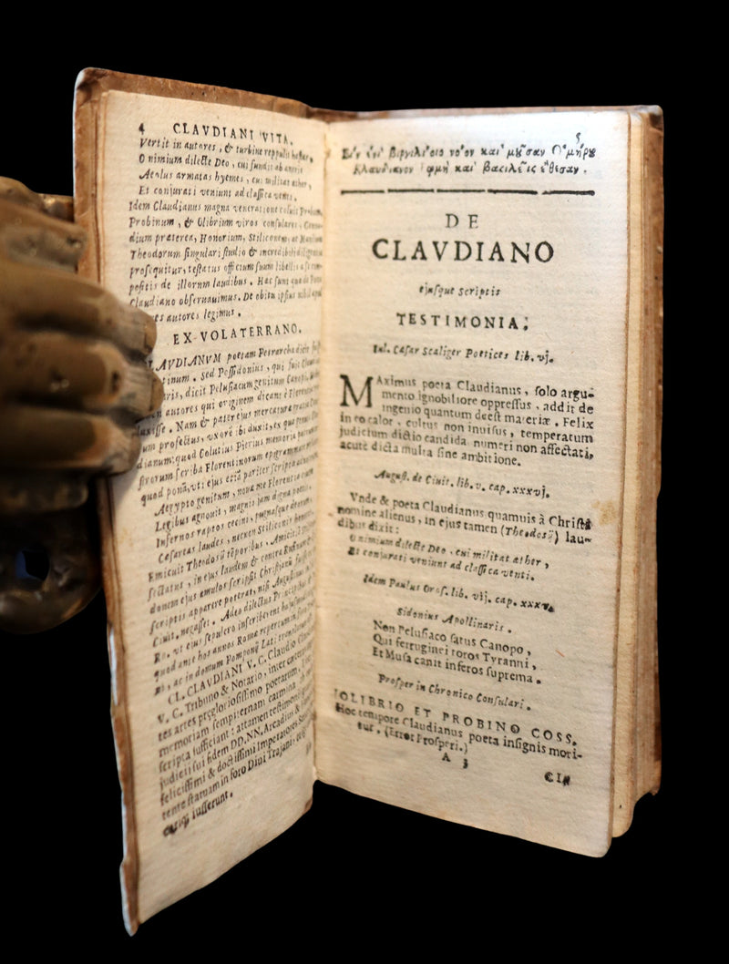 1619 Scarce Latin Vellum Book - Claudian's Latin Poetry of late antiquity - Cl. Claudianus Ex Optimorum Codicum Fide.