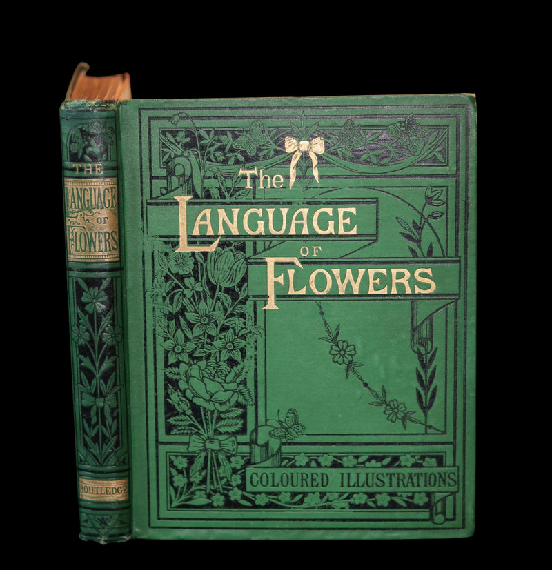 1875 Rare Floriography Book - The Language of Flowers or Floral Emblems by Robert Tyas. Color Illustrated.