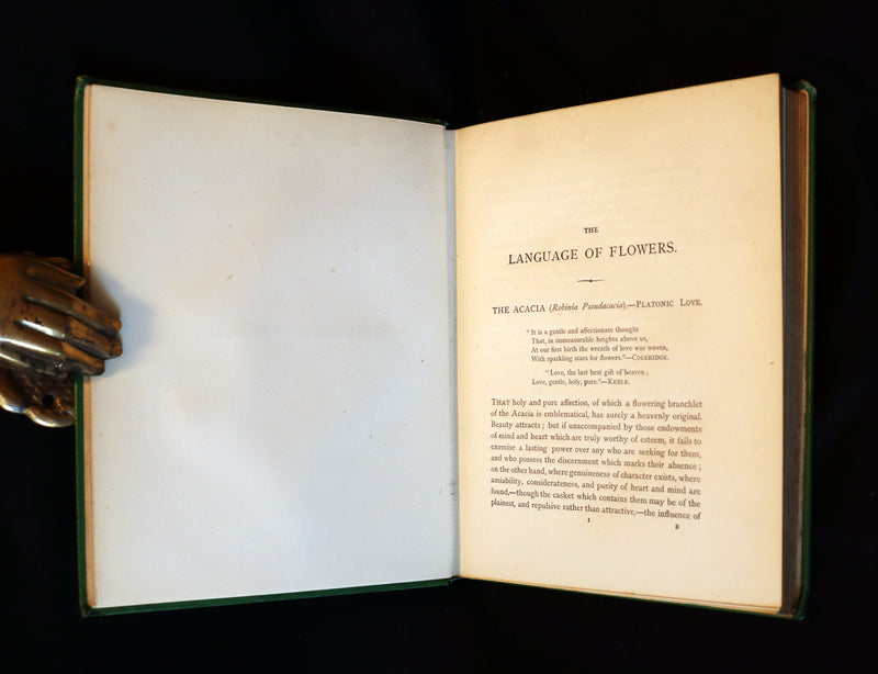 1875 Rare Floriography Book - The Language of Flowers or Floral Emblems by Robert Tyas. Color Illustrated.