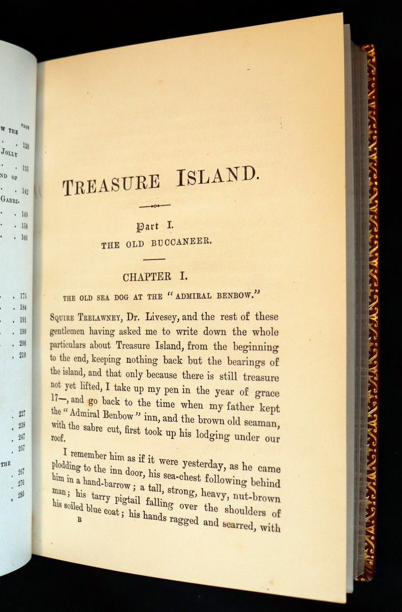 1885 Fine Bayntun-Riviere Binding - TREASURE ISLAND by Stevenson. First UK Illustrated Edition.