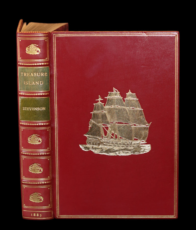 1885 Fine Bayntun-Riviere Binding - TREASURE ISLAND by Stevenson. First UK Illustrated Edition.
