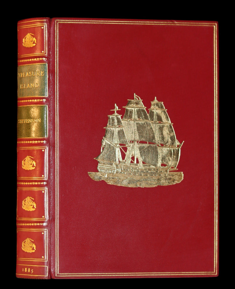 1885 Fine Bayntun-Riviere Binding - TREASURE ISLAND by Stevenson. First UK Illustrated Edition.