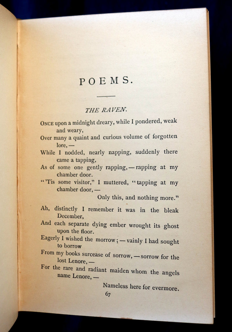 1892 Rare Victorian Book - Poems by Edgar Allan POE (The Raven, Lenore, Ulalume, ...).