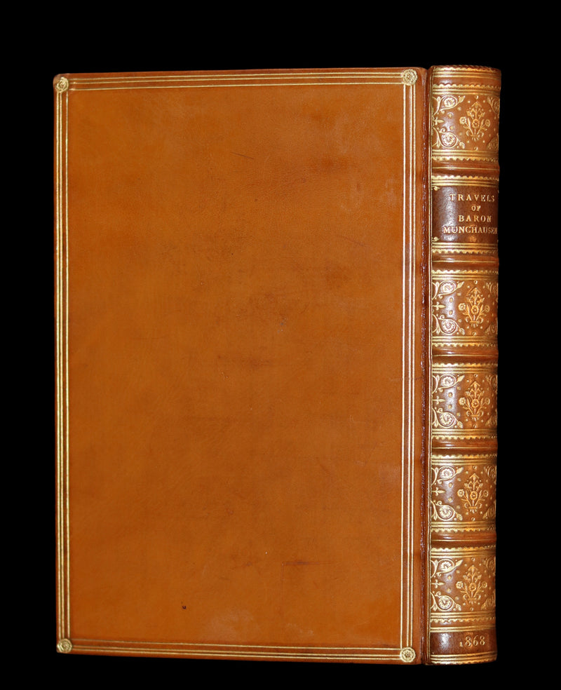 1868 Rare Book bound by Morrell  - The Travels and Surprising Adventures of Baron MUNCHAUSEN. Illustrated by Cruikshank.