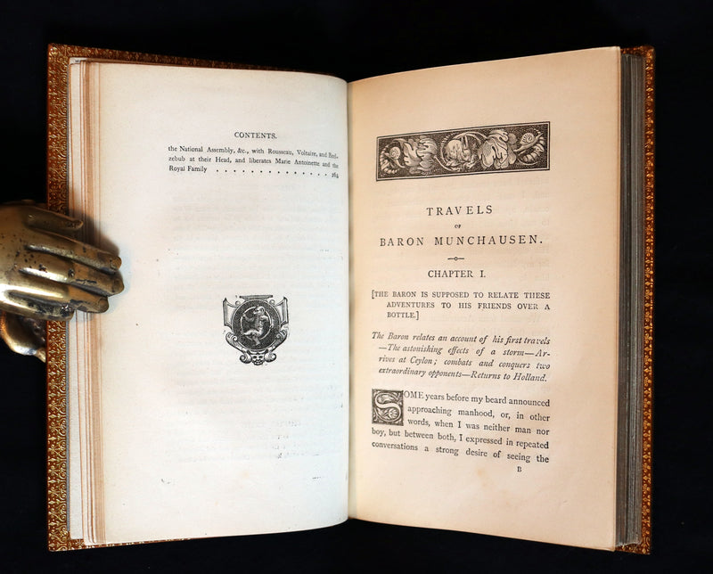 1868 Rare Book bound by Morrell  - The Travels and Surprising Adventures of Baron MUNCHAUSEN. Illustrated by Cruikshank.