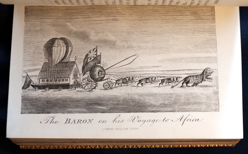 1868 Rare Book bound by Morrell  - The Travels and Surprising Adventures of Baron MUNCHAUSEN. Illustrated by Cruikshank.