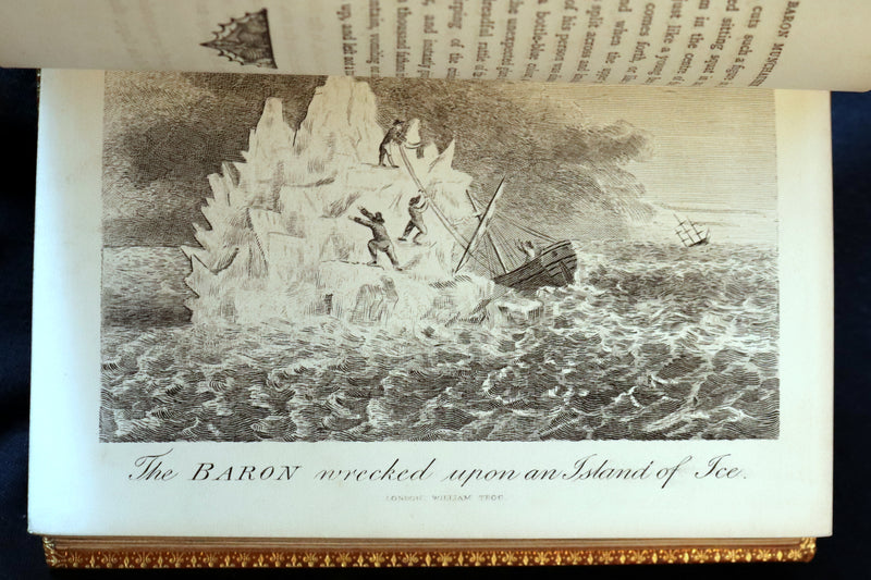 1868 Rare Book bound by Morrell  - The Travels and Surprising Adventures of Baron MUNCHAUSEN. Illustrated by Cruikshank.